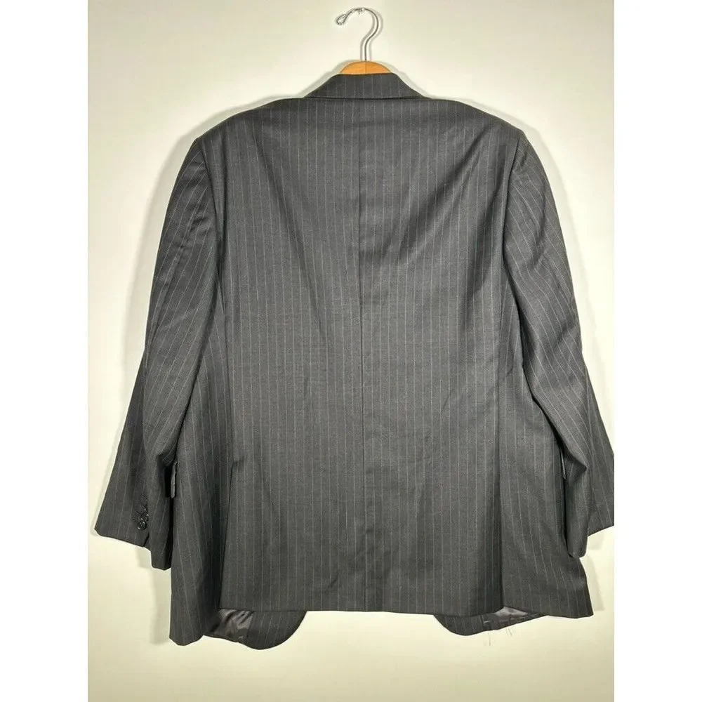 Brooks‎ Brothers 346 Blazer Men 41 Gray Pin Striped Black Sport Jacket Wool